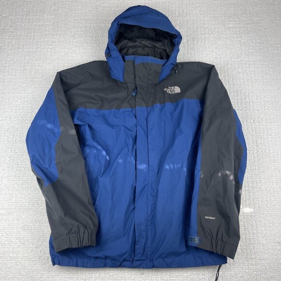 Vintage Y2K The North Face Shell Jacket Men L Blue/Grey Full Zip Hyvent Hooded - Picture 1 of 16